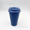 Double Wall PP Travel Mug 16oz 500 ml Plastic Cups Återanvändbar kaffekopp med lock